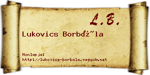 Lukovics Borbála névjegykártya